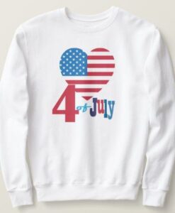 4th of July American USA Flag Heart Flag Fireworks Sweatshirt ZNF08
