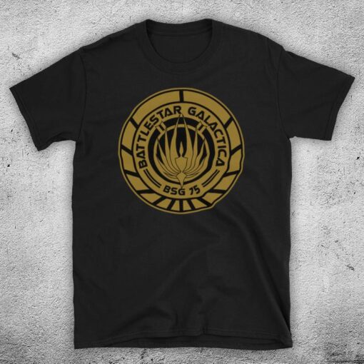 Battlestar Galactica BSG 75 Logo Space Battleship Spacecraft Sci Fi TV T shirt