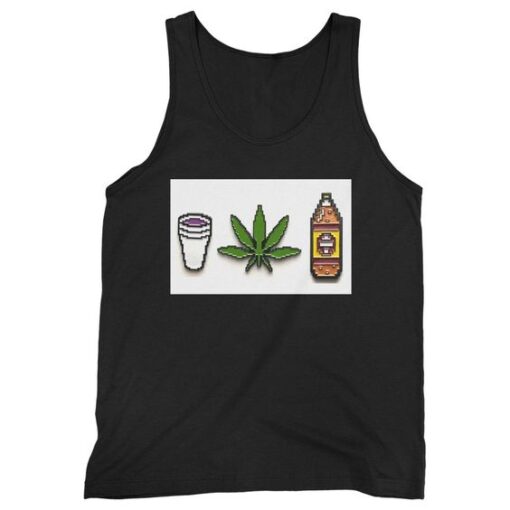 Beer Forty Marijuana Hemp Cannabis Lean Purple Drank 420 Gamer Chronic Man's Tank Top AY