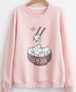 Cat In Bowl Sweatshirt ZNF08Cat In Bowl Sweatshirt ZNF08