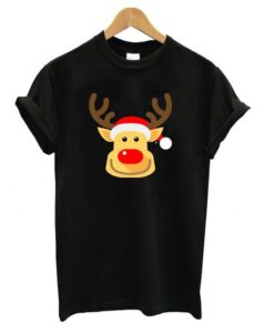 Cheeky Smile Rudolph Red Nose Reindeer T shirt ZNF08