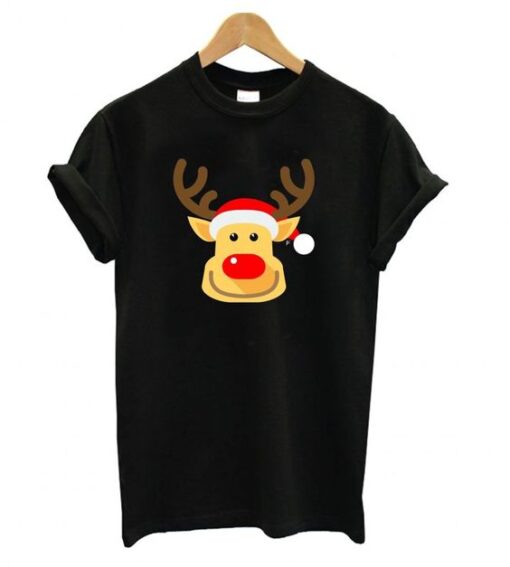 Cheeky Smile Rudolph Red Nose Reindeer T shirt ZNF08