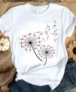 Flamingo Dandelion Flower Tshirt ZNF08