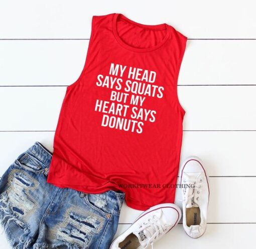 Head Says Squats Heart Says Donuts TANK TOP ZNF08