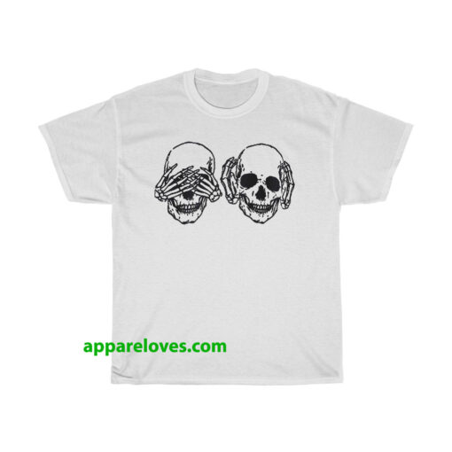 Hear See No Evil Skull T-shirt thd