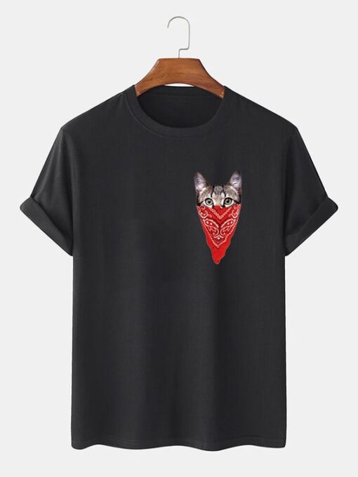 Hidden Cat Short Sleeve Basic T-shirts THD