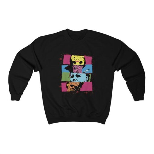 Horror Squad Face Sweatshirt, Horror Movie Killers, Halloween Unisex