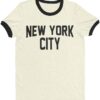 Natural New York City John Lennon Ringer Tee T-Shirt Retro Style Men's Shirt