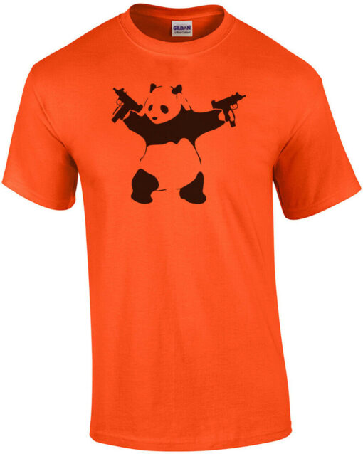 Panda Holding Machine Guns Tshirt thd