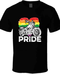 Pride Lgbtq Rainbow Heart Motorcycle T Shirt