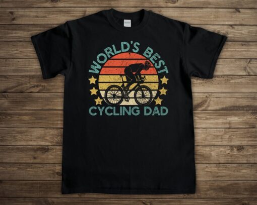 World's Best Cycling Dad T-shirt for Men, Vintage Funny Cyclist Father's Day Gift Tshirt