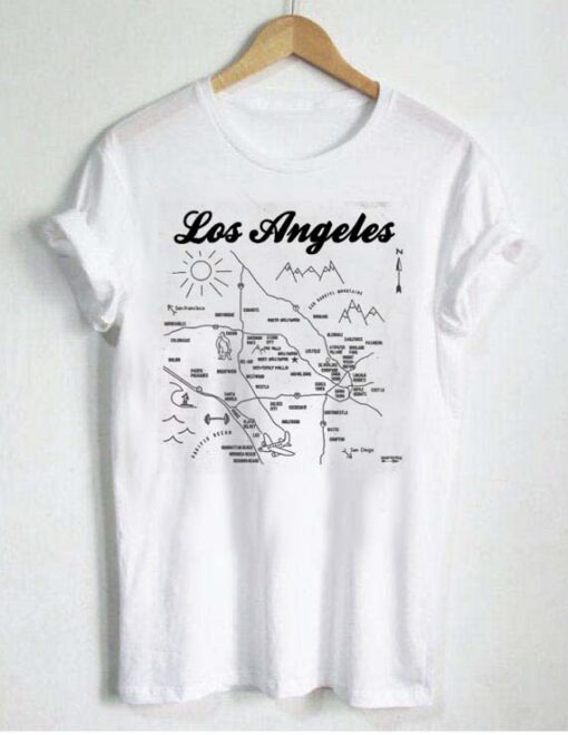 los angeles map T Shirt Size S,M,L,XL,2XL,3XL
