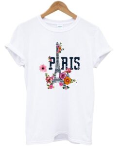 paris eiffel flower t-shirt ZNF08